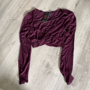 Dark purple long sleeve crop top brand new